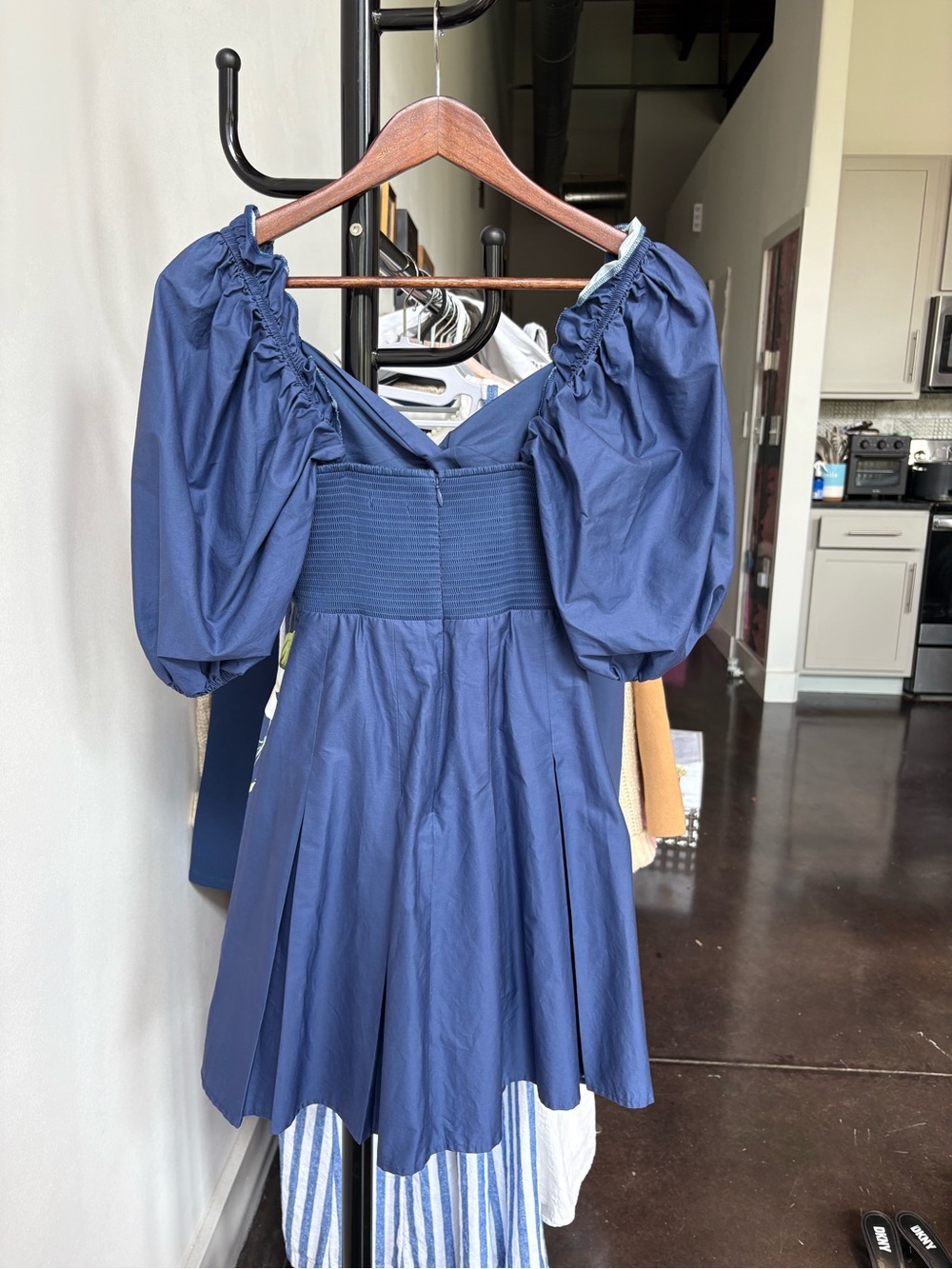 Express Blue Textured Strap Dress - Picture 2 of 4